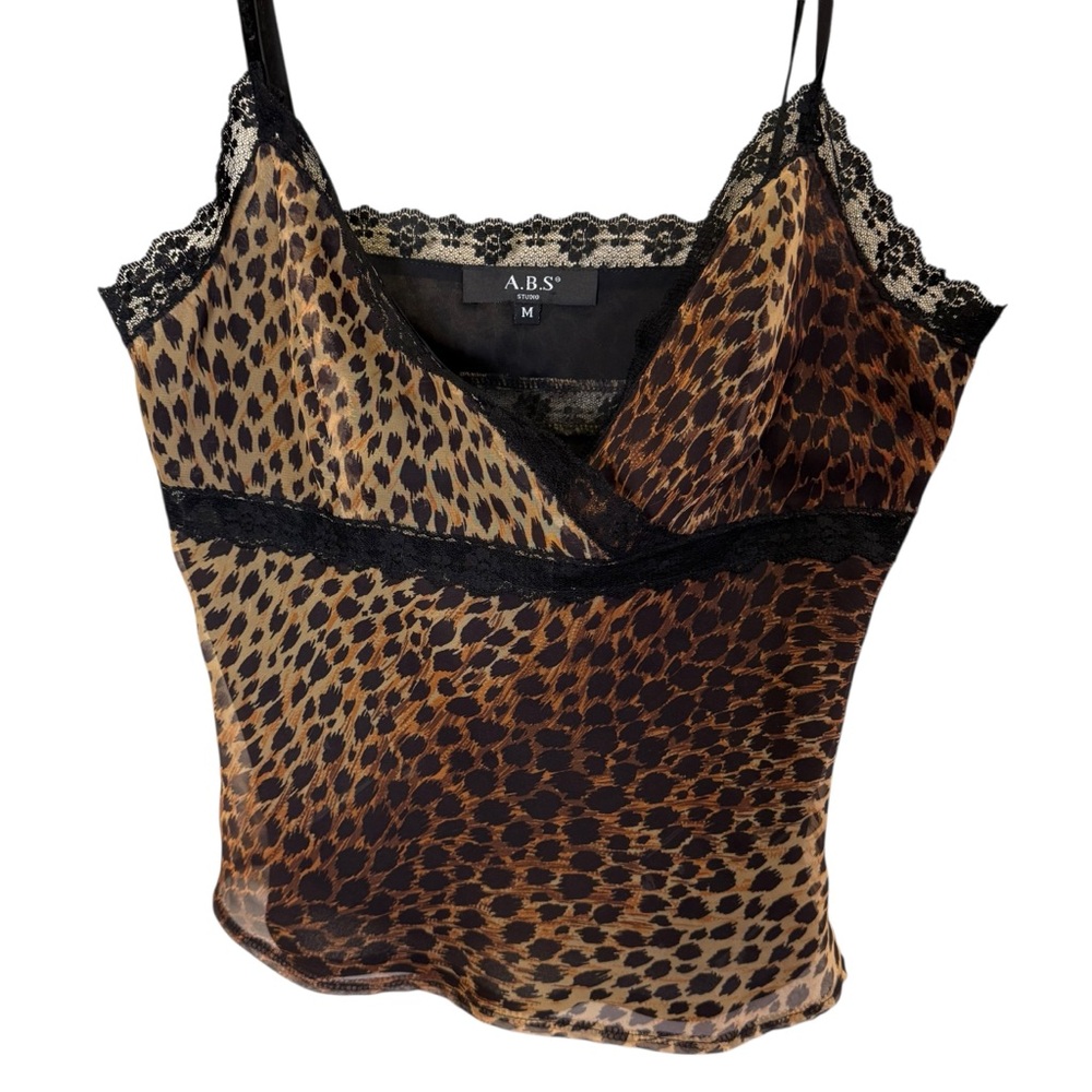 A.B.S Y2K Leopard Print Lace Trim Camisole Bustier Sz M